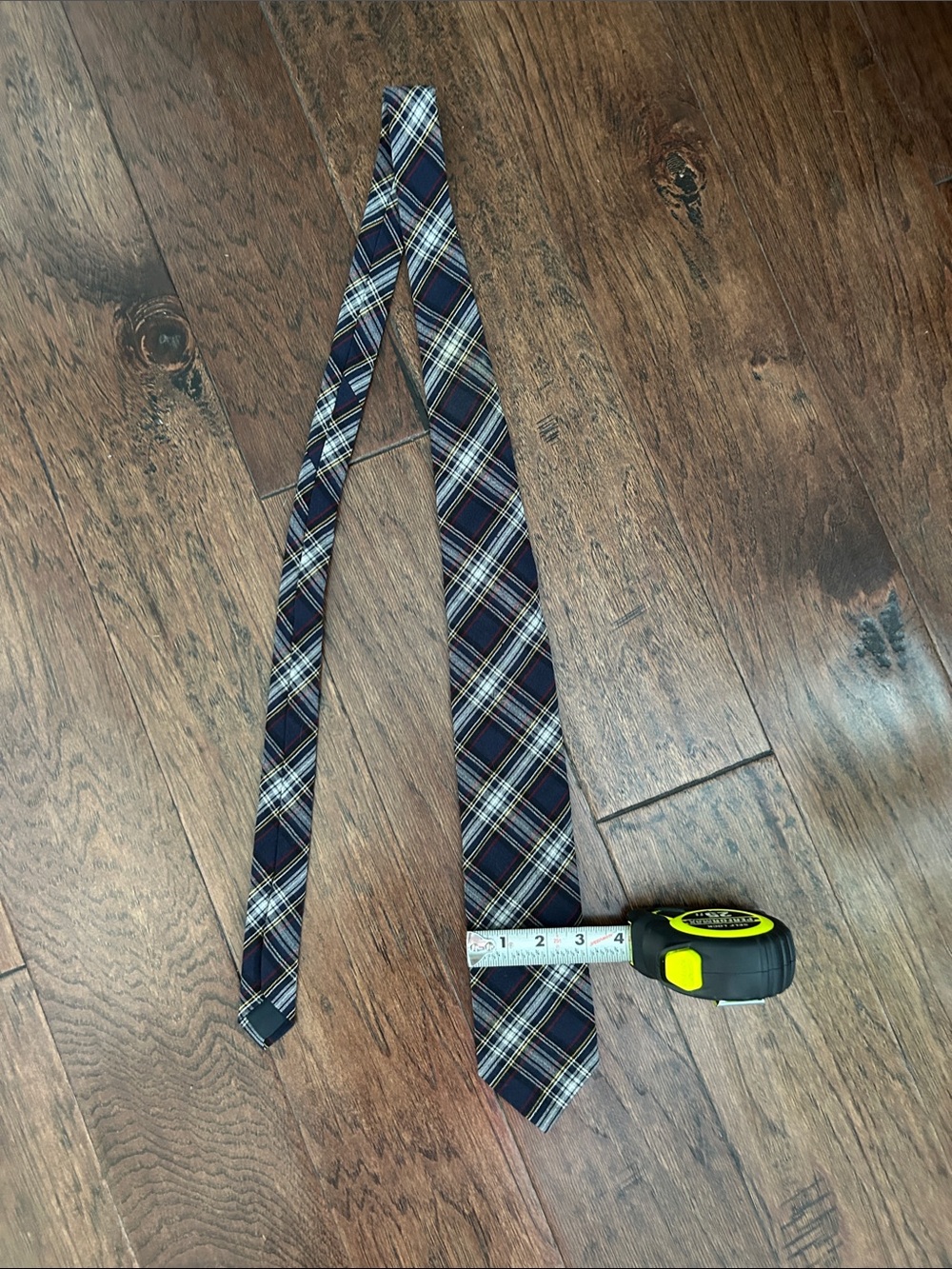 Men's Vintage Pendleton Plaid Tie in Navy and Cream
